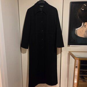 Harvé Bernard 100% Wool Black Full-length Maxi Coat